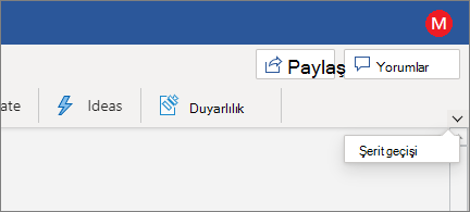 Şeritleri Değiştir denetiminin vurgulandığı Modern şerit