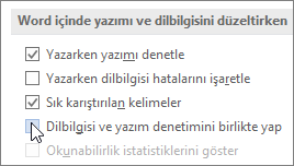 Dil bilgisi onay kutuları