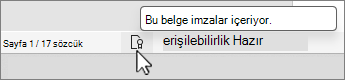 Durum tepsisindeki imzalar düğmesi