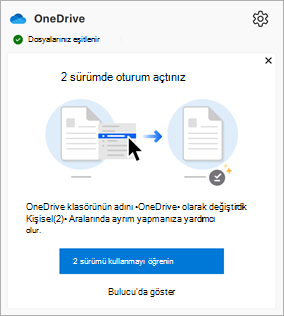 OneDrive Etkinlik Merkezi'nde görünen bir ileti