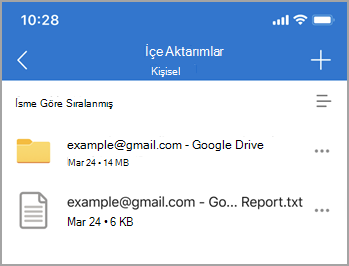 Dosyayı içeri aktarma ekran görüntüsü