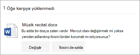 OneDrive web kullanıcı arabiriminde dosya adı zaten var hatası