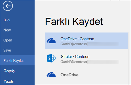 Bir Word dosyasını OneDrive İş’e kaydetme