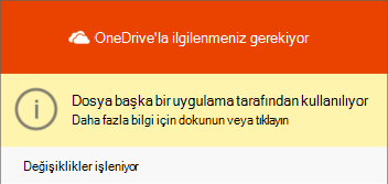 OneDrive dosyası kullanımda iletişim kutusu