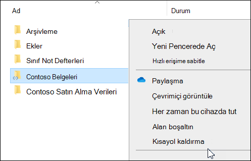 OneDrive Kaldırma Kısayolu Dosya GezginiDosya Gezgini