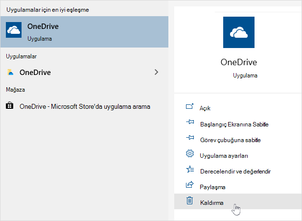 OneDrive Store uygulamasını kaldırma