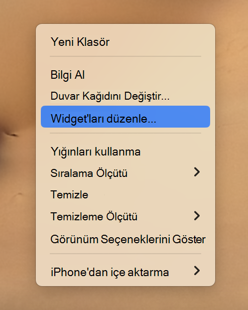 Mac'e widget eklemek için giriş noktası