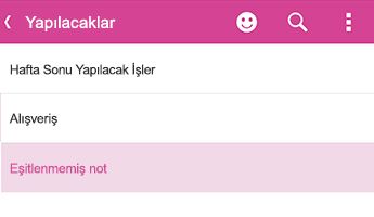 An unsynced note in Android için OneNoteAndroid için OneNote