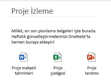 Windows 10 için OneNote'ta sayfaya eklenmiş dosyalar