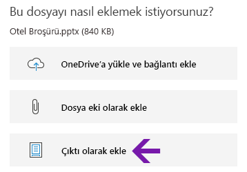 Windows 10 için OneNote'ta dosya çıktısı seçeneği