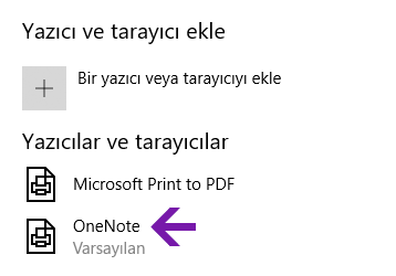 Windows 10 için OneNote’ta not defteri konumu seçimi menüsü