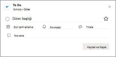 Yapılacaklar açılır penceresini gösteren ekran görüntüsü.