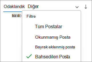 Windows için Outlook'ta Bahsedilen postaya filtre uygulama