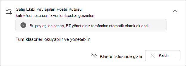Otomatik eşlenmiş paylaşılan posta kutusu kartı