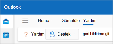Geri bildirim ve desteğe başvurma ekran görüntüsü bir