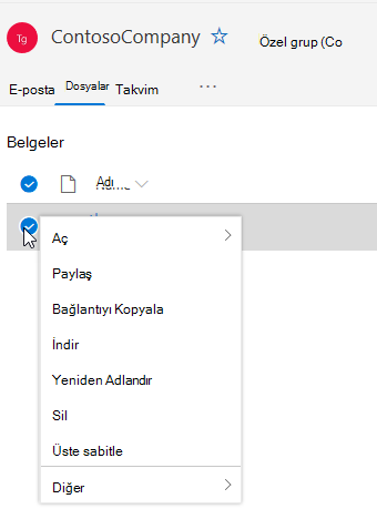 Dosyayı Sil ve Yeniden Adlandır seçeneklerini gösterir