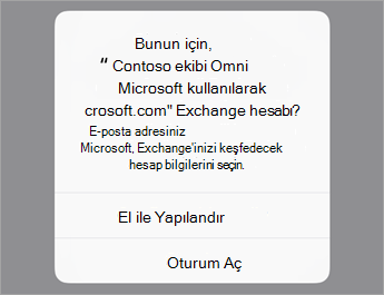 O365 kullanıyorsanız Oturum Aç'a dokunun veya kuruluşunuzun sunucu ayarları varsa El İle Yapılandır'a dokunun.