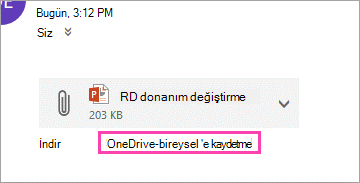 Eki OneDrive'a kaydetmek için indirme bağlantısı.