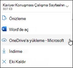 yeni Outlook OneDrive'a yükleme penceresi