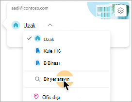 Çalışma konumunuz olarak bir bina seçme seçeneğini gösteren ekran görüntüsü