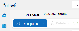 Yeni Outlook şeridinin ekran görüntüsü