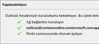 Yeni Hesap sihirbazın üçüncü sayfası