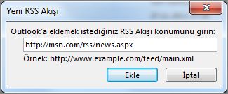 RSS Akışının URL'sini girin