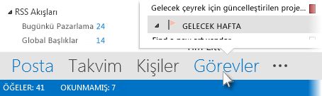 Gezinti Çubuğunda Görevler komutu