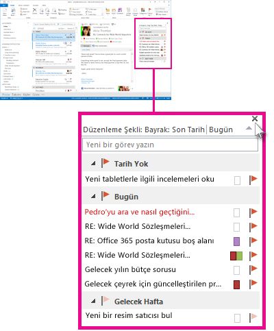 Sabitlenmiş Görevler özeti