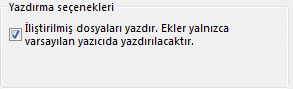 Yazdır iletişim kutusunda dosya eki yazdırma seçenekleri