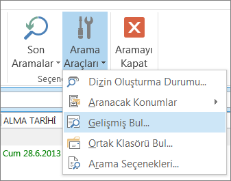 arama araçları altında gelişmiş bul