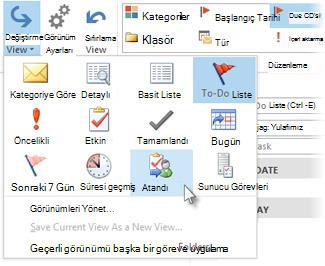 Şeritte atanan görev görünümü komutu