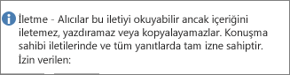 E-postanıza eklenen 'İletme' mesajı.