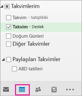 Takvim görünümünü seçin