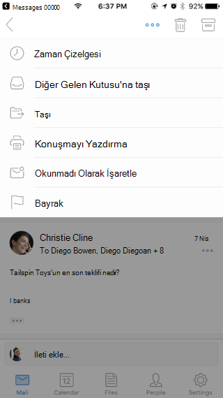 İleti üzerinde işlem yapma