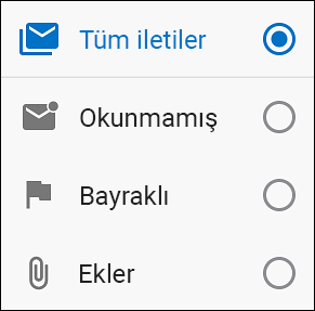 İletilerinizi nasıl filtrelemek istediğinizi seçin