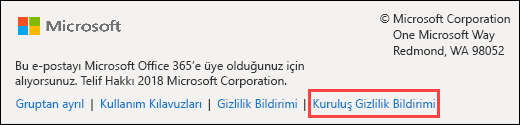 Office 365 Grupları konuk karşılama iletisi alt bilgisi
