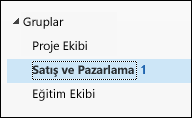 Sol Gezinti çubuğundaki Gruplar