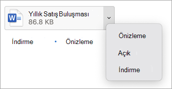 Açılır menüden önizleme, aç veya indir'i seçin