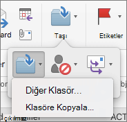 Klasörler arasında iletileri taşıma veya kopyalama