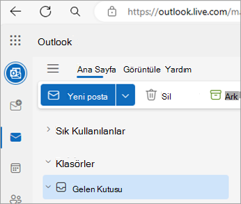 Giriş sayfasını gösteren Outlook.com ekran görüntüsü