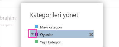 Bir kategorinin yanındaki okun ekran görüntüsü
