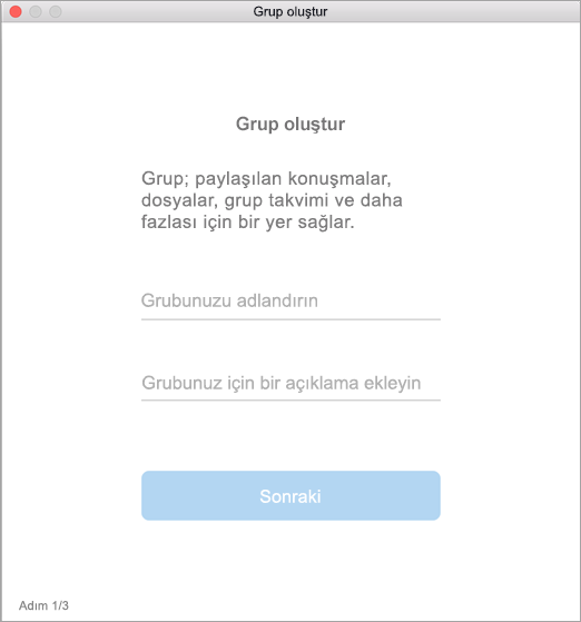 Mac’te grup oluşturma kullanıcı arabiriminin görüntüsü