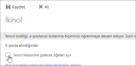 İkincil özelliğini kapatmak için, bu sayfadaki seçimleri kaldırıp Kaydet’i seçin.