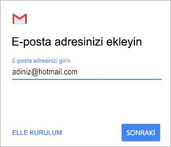 E-posta adresinizi ekleyin