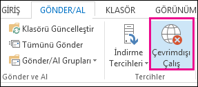 Gönder/Al sekmesindeki Çevrimdışı çalışma seçeneği