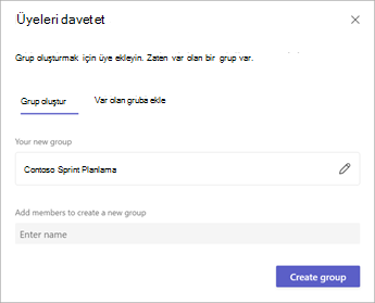 Yeni bir Microsoft 365 grubu oluşturarak veya mevcut bir grubu seçerek plana üye ekleyin.