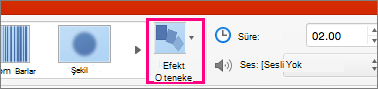 Efekt Seçenekleri düğmesi Mac için PowerPointMac için PowerPoint Transitions tab