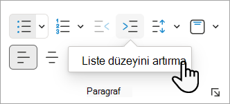 Screenshot showing how you can create a subbullet in Web için PowerPointWeb için PowerPoint.