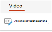 Video sekmesindeki Alt yazıları düzenle düğmesi.